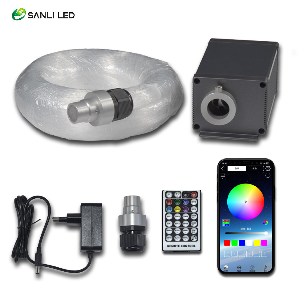 SANLI LED 4x3W RGBW LED Light Source with APP Control & Twinkle Wheel LLE-005APP with Fiber Optic Light Cable - Fiberopticslight.com