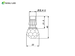 SANLI LED Fiber Optic Crystal End Fittings EP-011 Dimension - Fiberopticslight.com