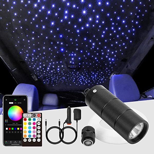 6W RGB Star Light Car Roof Kit for Car with Bluetooth APP & Remote Control - Fiberopticslight.com