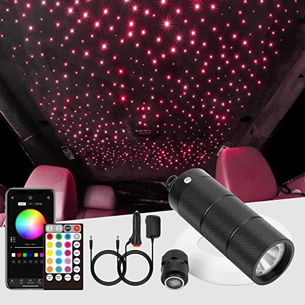 6W RGB Star Light Car Roof Kit for Car with Bluetooth APP & Remote Controller - Fiberopticslight.com